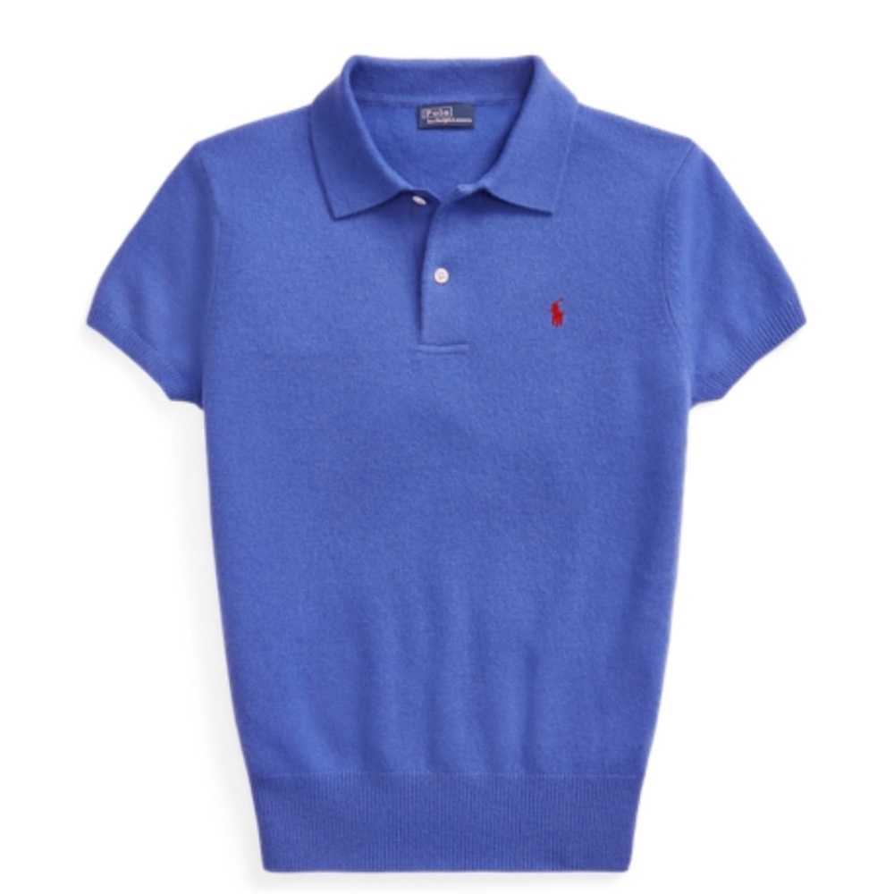 POLO RALPH LAUREN washable cashmere polo short sleeve sweater top XXS